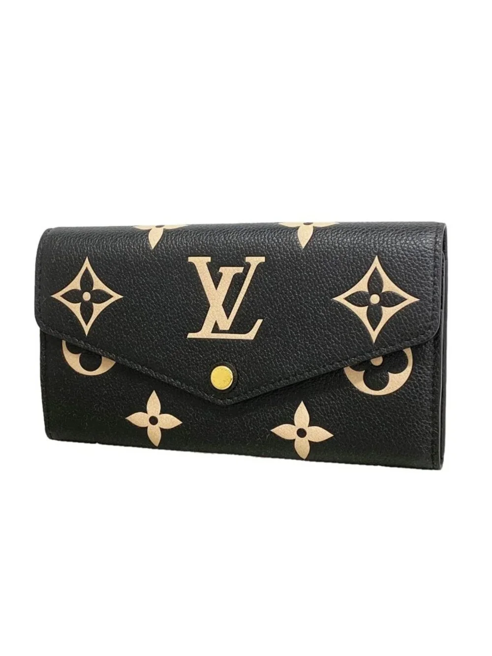 Louis Vuitton Wallet Monogram Empreinte Bicolor Portefeuille Sarah Black Beige